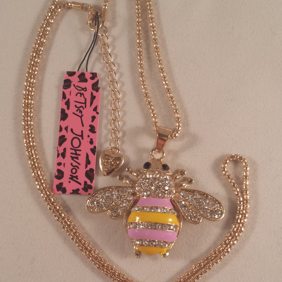 Betsey Johnson Bumble Bee Crystal Necklace + Gift! - Picture 3 of 4
